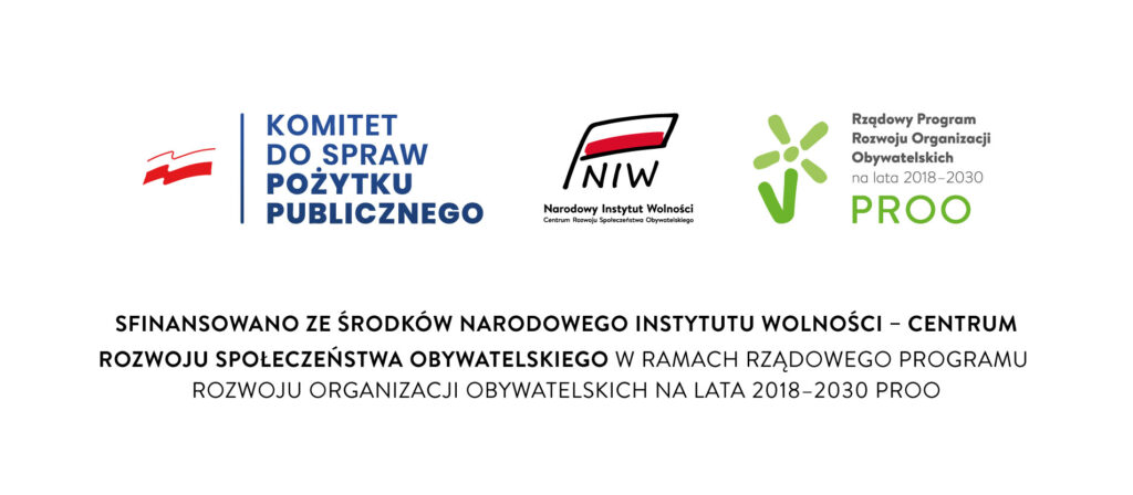 Zestawienie logotypów Narodowego Instytutu Wolności – Centrum Rozwoju Społeczeństwa Obywatelskiego, Komitetu do spraw Pożytku Publiczngo i Rządowego Programu Rozwoju Organizacji Obywatelskich